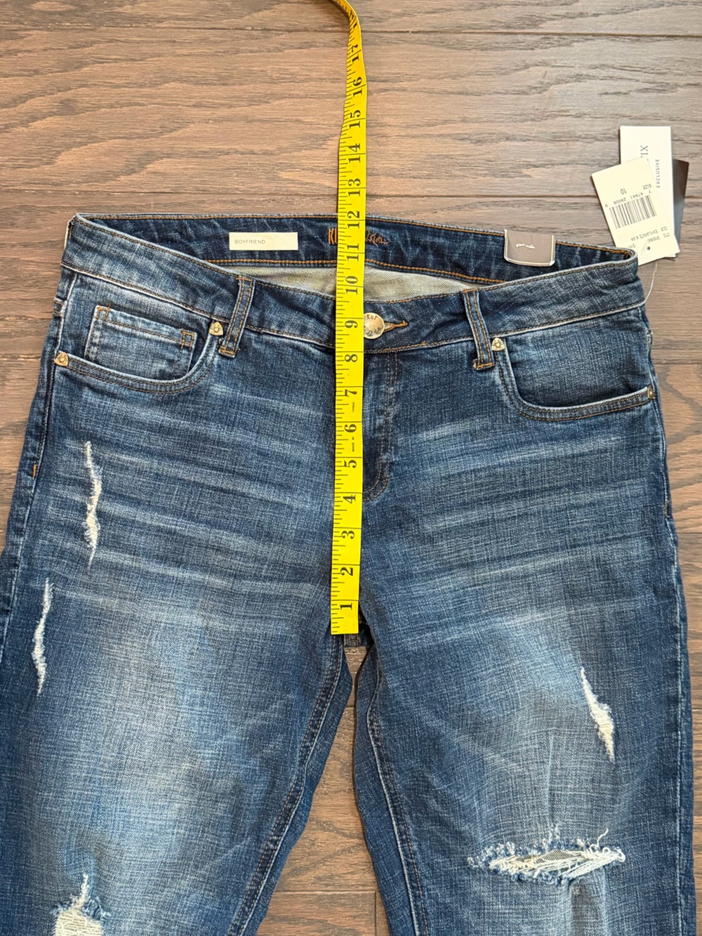 KUT from the Kloth Boyfriend Jeans Distressed Stretch Denim Size 10 NWT - Picture 5 of 10